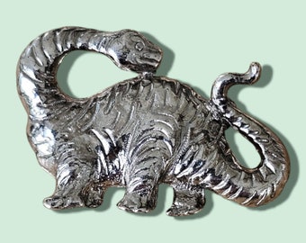 Vintage Brooch - Genuine Vintage Silver-Plated Dinosaur Pin - Made in UK