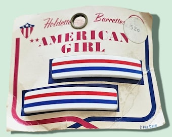 Vintage Barrette - Holdette Long Red/White/Blue Barrette - made in USA