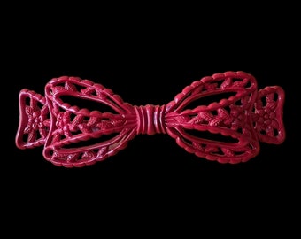 Vintage Barrette - Large Red Barrette - Made in USA