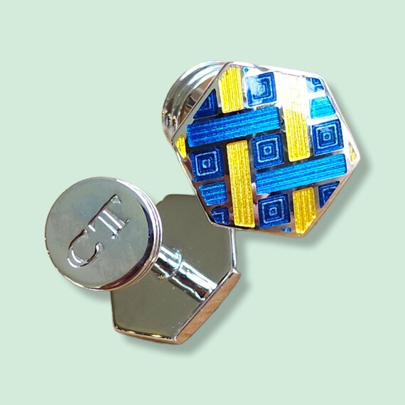 専用！CHARLES TYRWHITTカフス3点セットゴールド、ブルー、シルバー Genuine Charles Tyrwhitt Silver-plated Hexagonal Shaped Cufflinks