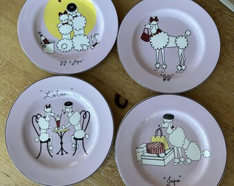 American Atelier Pink Poodle Porcelain Plate Collection in Original Box