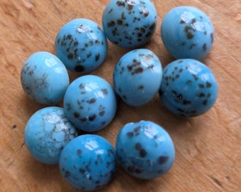 Vintage Button Packs - 10 Marble Blue Glass Shank Buttons