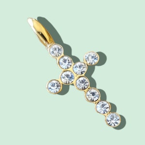 Genuine Vintage Gold-Plated Swarovski Crystal Crucifix Bezel Setting Pendant