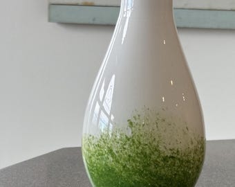 Vintage 1970's White & Green Murano Glass Vase