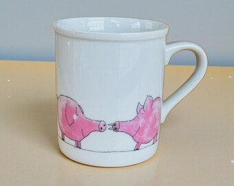 Vintage Toscany Collection Hogs & Kisses Ceramic Mug - Made in Japan