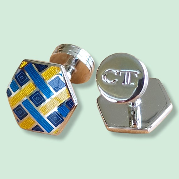 Genuine Charles Tyrwhitt Silver-plated Hexagonal Shaped Cufflinks