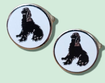Authentic Paul Smith Black & White Spaniel Cufflinks - Made in UK