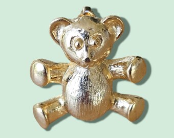 Vintage Brooch - Genuine Vintage Gold-Plated Teddy Bear Pin - Made in UK