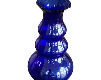 Vintage Small Cobalt Blue Vase, Home Decor, Bouquet Style Vase