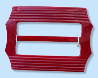 Genuine Vintage Casein Red Ridged Belt Buckle