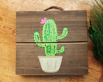 Cactus paintings. Little cactus painting. Succulent painting. Succulent wall art. Cactus wall art. Cactus art.Spring art.Spring wall hanging