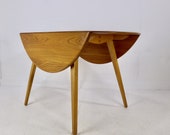 Retro Blonde Light Ercol Circular Dining Table with Drop Leaves Immaculate Condition Vintage