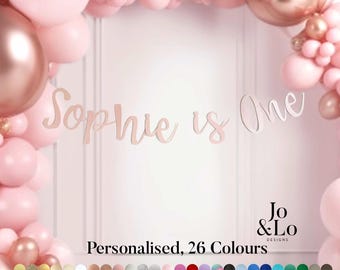 Personalised 1st Birthday Banner: Pink Party Decoration, 26 Custom Colours