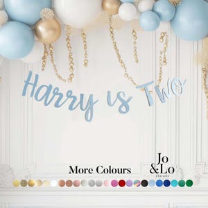 2nd Birthday Banner Personalised: Boys Age Two Blue Party Decorations