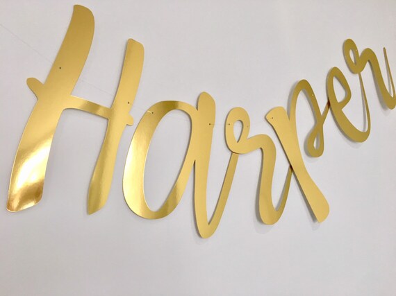 Gold Custom Banner Xl Size Gold Name Bunting Etsy