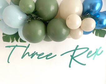 Three Rex Party Banner, 3rd Birthday Banner, available in 24 colours