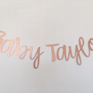 Baby shower banner, Rose Gold baby shower bunting PERSONALISED