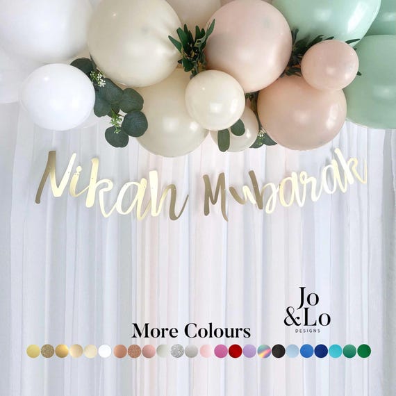 Nikah Mubarak banner. Wedding Congratulations bunting decoration