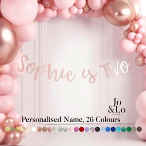 Personalised 2nd Birthday Banner: Pink Party Decor, Custom Colours
