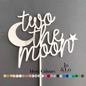 Two the Moon Cake Topper: Silver 2nd Birthday, Space Theme