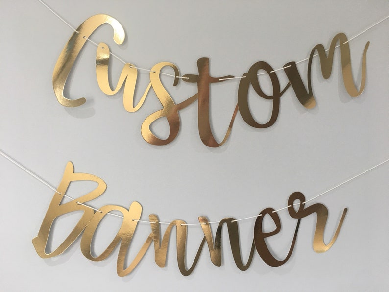 Gold Custom banner, gold name bunting 