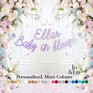Personalised Baby in Bloom Baby Shower Banner: Floral Party Decoration