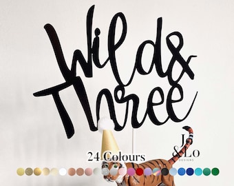 Wild & Three Cake Topper: 3rd Birthday Jungle Theme