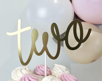 Two Cake Topper, Glitter Card 2nd Birthday Cake Topper, Second Birthday ...