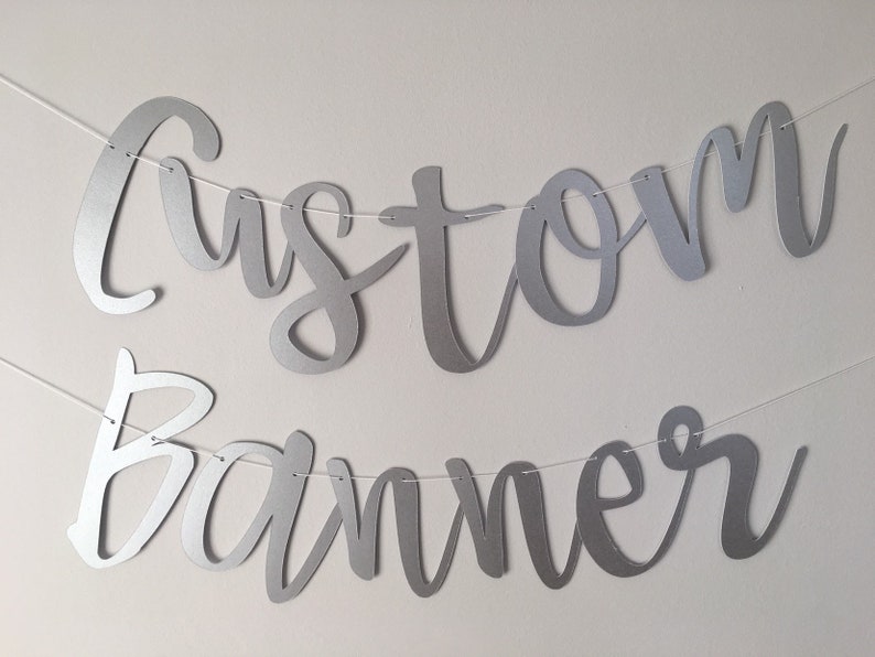 Silver personalised banner, custom made platinum pearlised  sign, birthday, christening, wedding,baby shower, hen party banner 