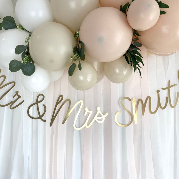 Mr & Mrs personalised gold banner, personalised mr and mrs bunting