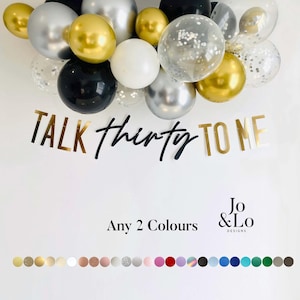 Talk Thirty To Me banner, 30th Birthday Banner, ANY 2 COLOURS image 1