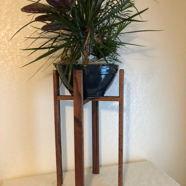 Four Leg 24" Tall Mid Mod Wooden Plant Stand