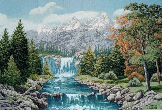 Scenic Forest Tapestry Rustic Mountain Wall Art Serene Nature Decor Etsy