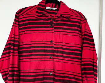 Vintage Rancho Deluxe Button Down Flannel Stripes Cotton