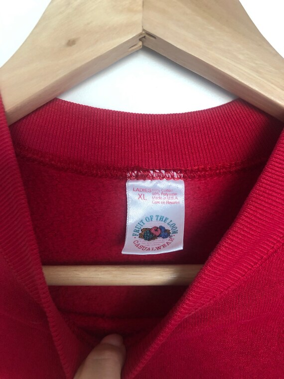Vintage Red Fruit Of the Loom Sweatshirt 1980s - image 2