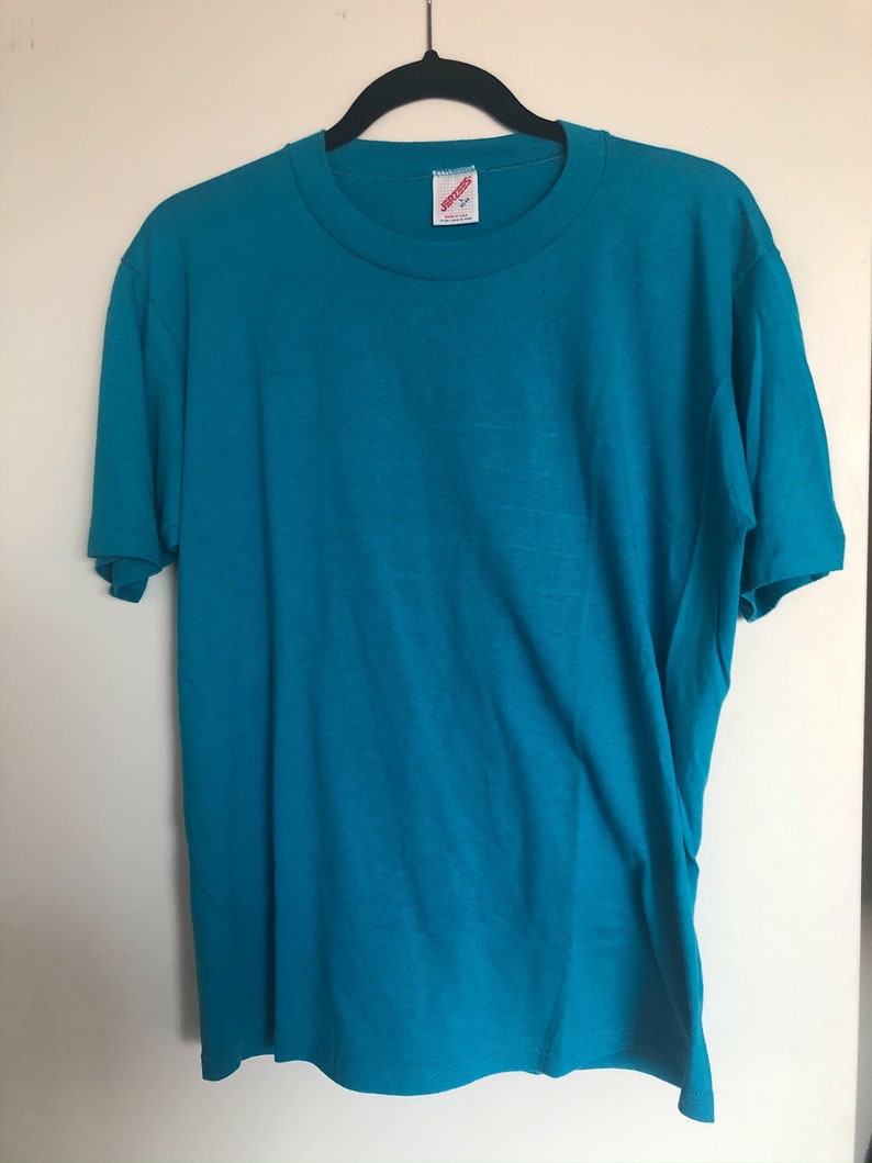 Vintage 80s Blue Turquoise Blank T Shirt Blue - Etsy