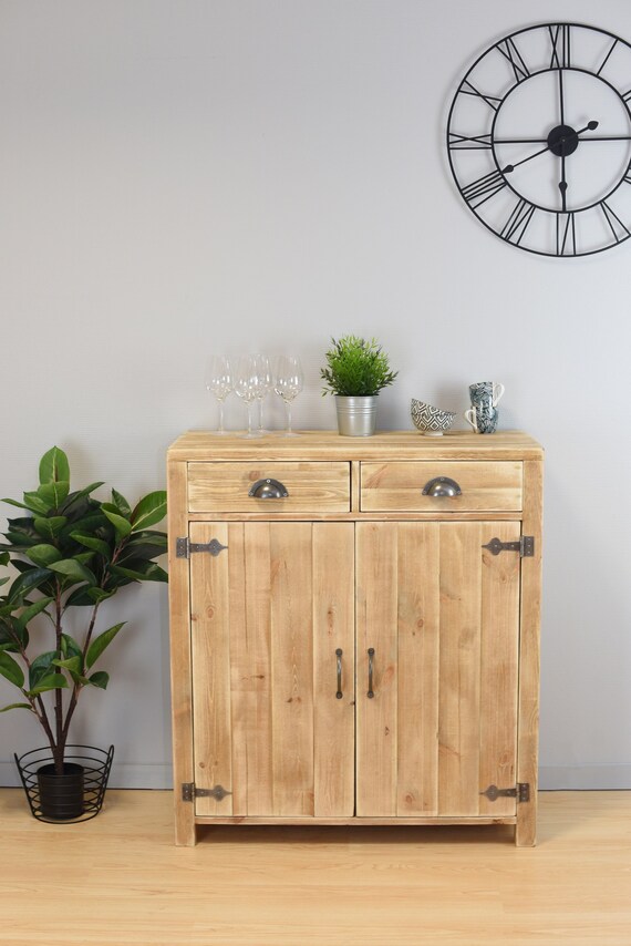 Buffet Lucien Solid Wood Aged Industrial Style 90 X 39 X H 100 Etsy