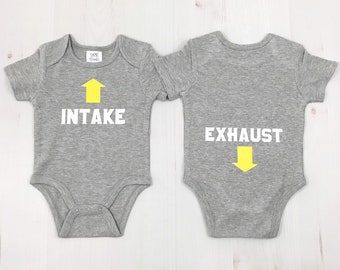 Intake Exhaust Baby Boy Outfit - Funny Boy Bodysuit Sayings - New Dad Gift - Infant Boy Outfits