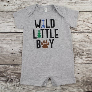 Wild Little Boy T-Shirt Romper Baby Boy Romper Outfit Baby Boy Clothes Summer Outfits image 1