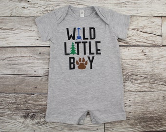 Wild Little Boy T-Shirt Romper - Baby Boy Romper Outfit - Baby Boy Clothes - Summer Outfits