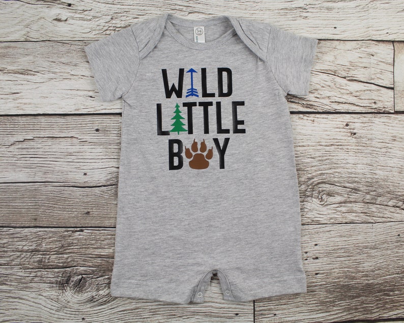 Wild Little Boy T-Shirt Romper Baby Boy Romper Outfit Baby Boy Clothes Summer Outfits image 1