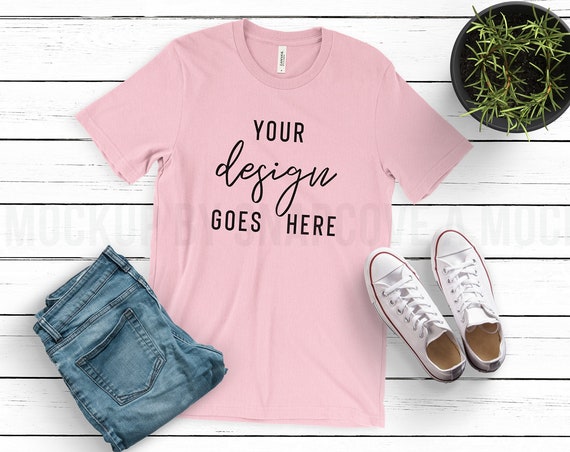 Download Bella Canvas 3001 Tee Mock Up Pink - Magazine Mockup Psd ...