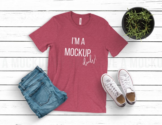 Bella Canvas 3001 T-Shirt Mockup Heather Raspberry