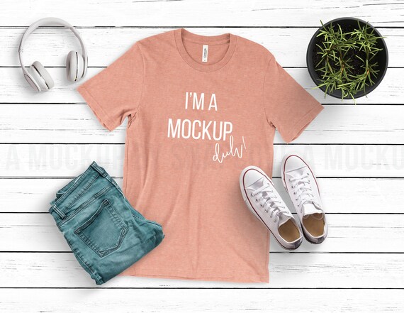 Heather Prism Sunset T Shirt Mock Up Bella Canvas 3001 Etsy