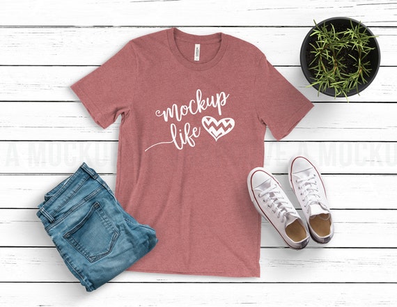 Bella Canvas 3001 Tee Mockup Heather Mauve Unisex Jersey Etsy