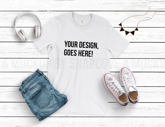 T Shirt Mockup Bella Canvas 3001 White Unisex Jersey Etsy