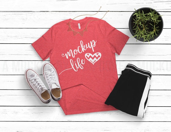 Bella Canvas 3001 Heather Red Unisex Jersey Short Sleeve Etsy