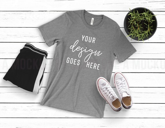 Bella Canvas 3001 T Shirt Deep Heather Unisex Jersey Short Etsy