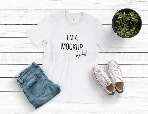 T Shirt Mock Up Bella Canvas 3001 White Unisex Jersey Etsy