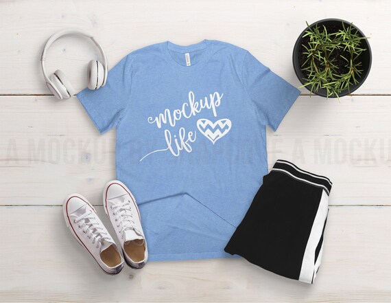 Bella Canvas 3001 Heather Columbia Blue Unisex Jersey Etsy